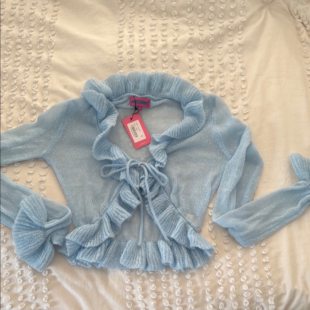 Blue Ruffled Women's Sweater